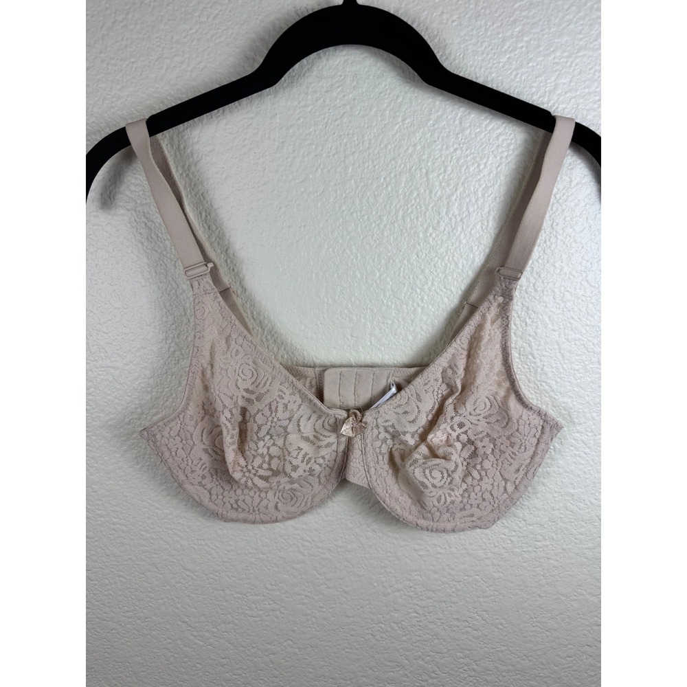 Wacoal Lace Underwire Bra Womens 34D‎ Beige Floral Stretch Minimalist Coquette